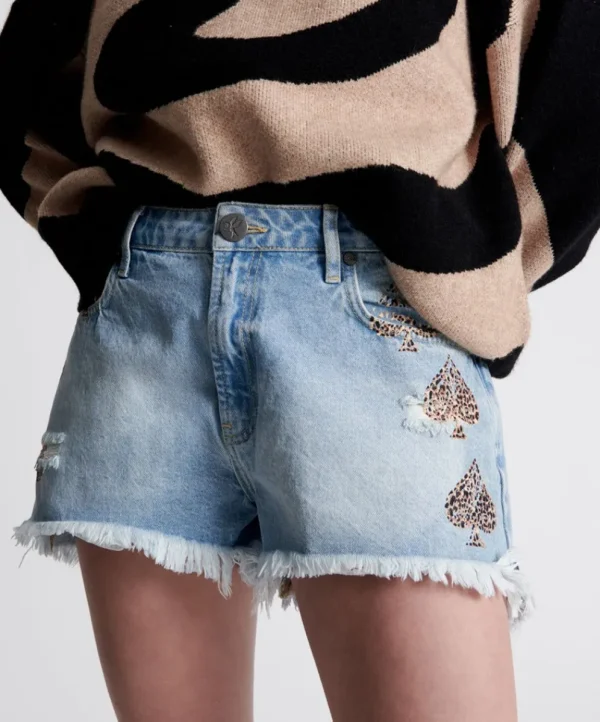 ONE TEASPOON Aced Truckers Mid Waist Relaxed Shorts | Women Denim Shorts