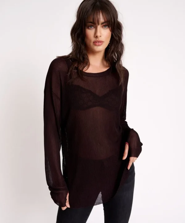 ONE TEASPOON Amity Sheer Rib Knit Top | Women Tops