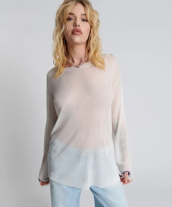 ONE TEASPOON Amity Sheer Rib Knit Top | Women Tops