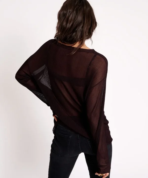 ONE TEASPOON Amity Sheer Rib Knit Top | Women Tops