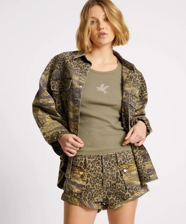 ONE TEASPOON Animal Camo Daria Shacket | Women Shirts