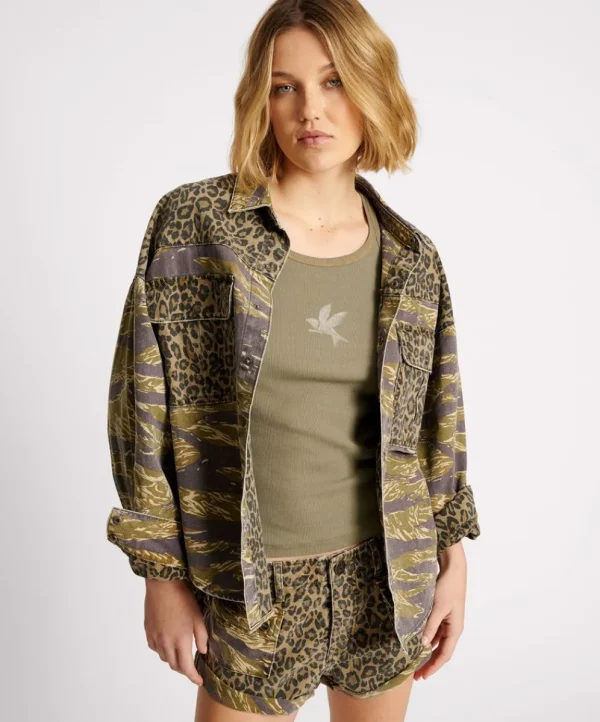 ONE TEASPOON Animal Camo Daria Shacket | Women Shirts