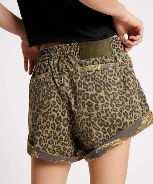 ONE TEASPOON Animal Camo Hunters Mid Length Relaxed Shorts | Women Denim Shorts