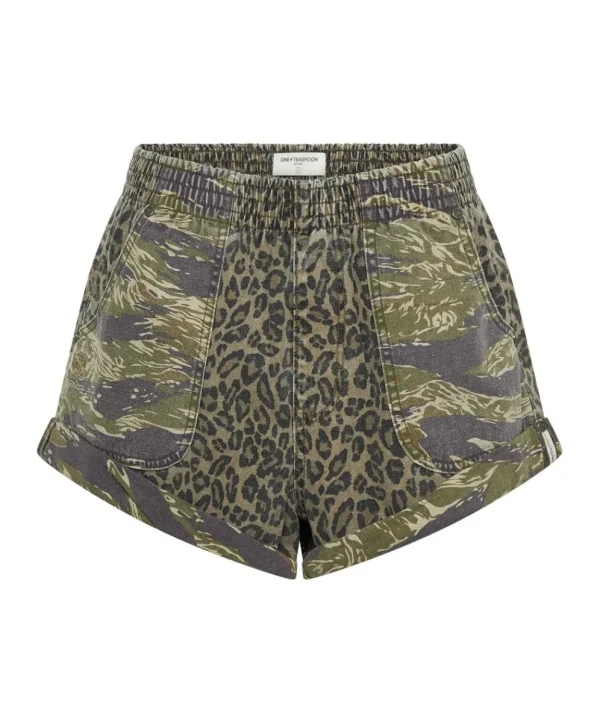 ONE TEASPOON Animal Camo Hunters Mid Length Relaxed Shorts | Women Denim Shorts