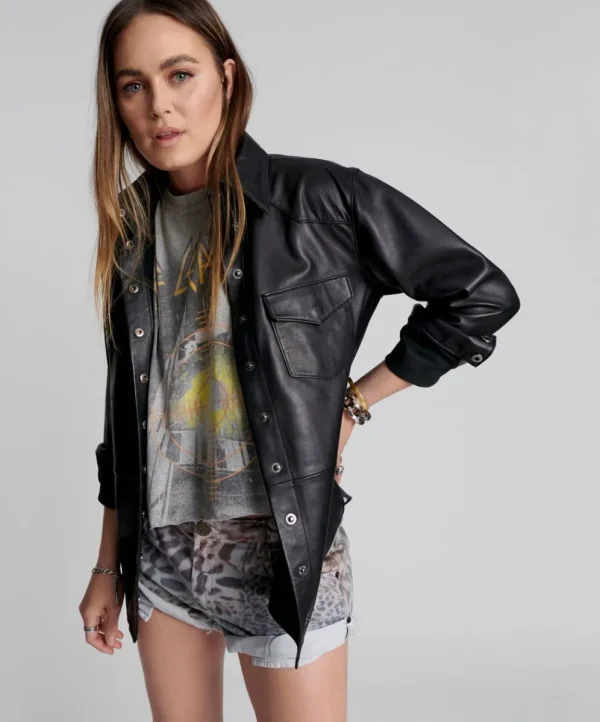 ONE TEASPOON Aria Leather Oversized Shacket | Women Leather Jackets