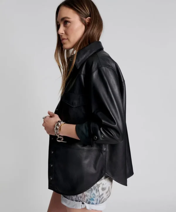 ONE TEASPOON Aria Leather Oversized Shacket | Women Leather Jackets