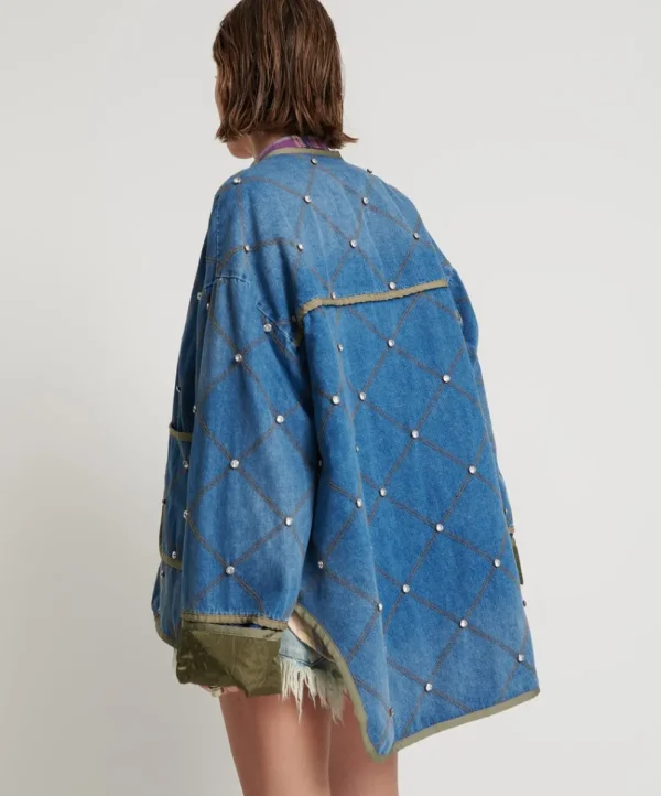 ONE TEASPOON Bay Blue Quilted Crystal Studded Jacket | Women Jackets