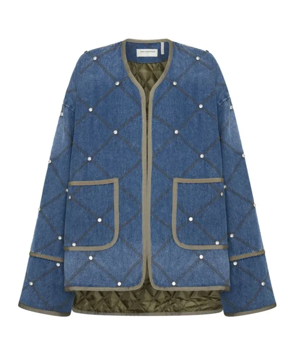 ONE TEASPOON Bay Blue Quilted Crystal Studded Jacket | Women Jackets