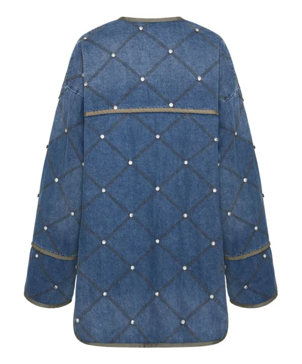 ONE TEASPOON Bay Blue Quilted Crystal Studded Jacket | Women Jackets