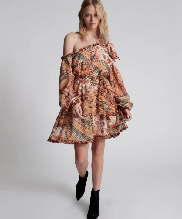 ONE TEASPOON Bazaar Paisley One Shoulder Dress | Women Mini Dresses