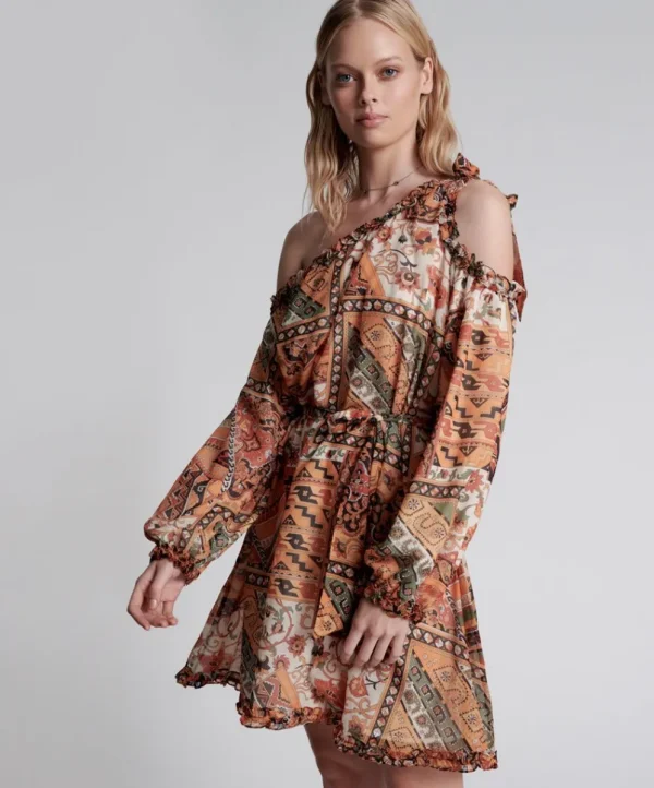 ONE TEASPOON Bazaar Paisley One Shoulder Dress | Women Mini Dresses