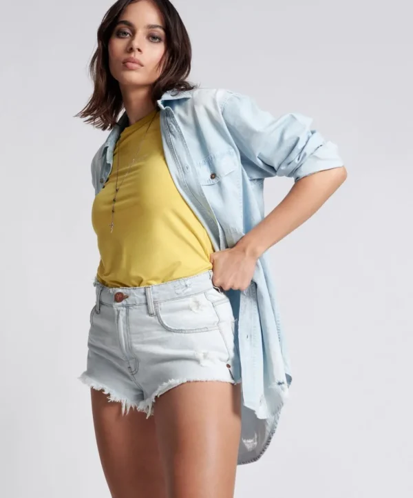 ONE TEASPOON Bel Air Blue The One Fitted Cheeky Denim Shorts | Women Denim Shorts