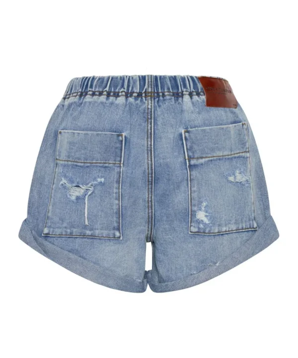 ONE TEASPOON Berlin Blue Shabby Bandit Drawstring Boyfriend Shorts | Women Denim Shorts