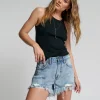 ONE TEASPOON Berlin Blue Truckers Mid Waist Relaxed Shorts | Women Denim Shorts