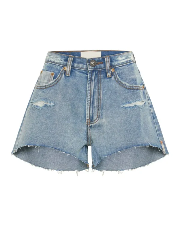ONE TEASPOON Berlin Blue Truckers Mid Waist Relaxed Shorts | Women Denim Shorts