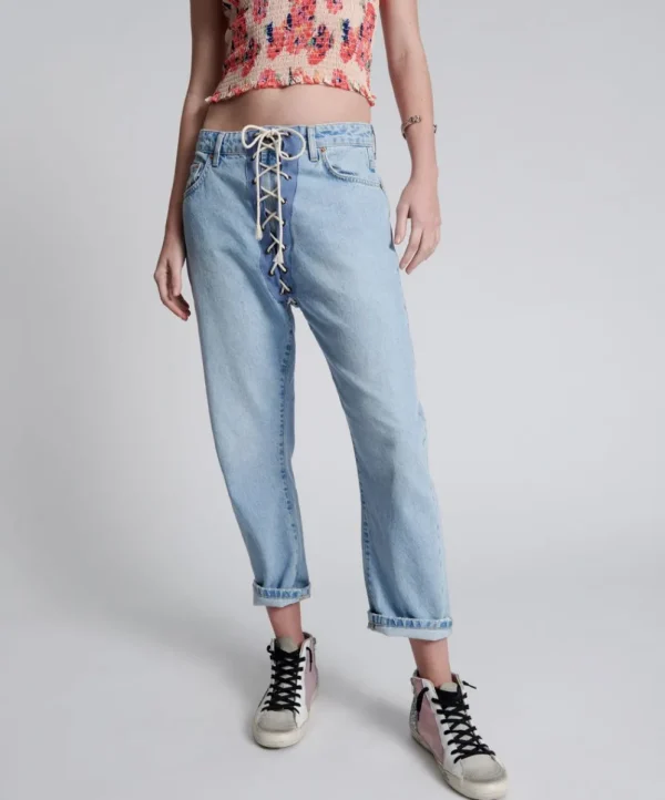 ONE TEASPOON Best Blue Laced Bandits Relaxed Jeans | Women Denim Jeans