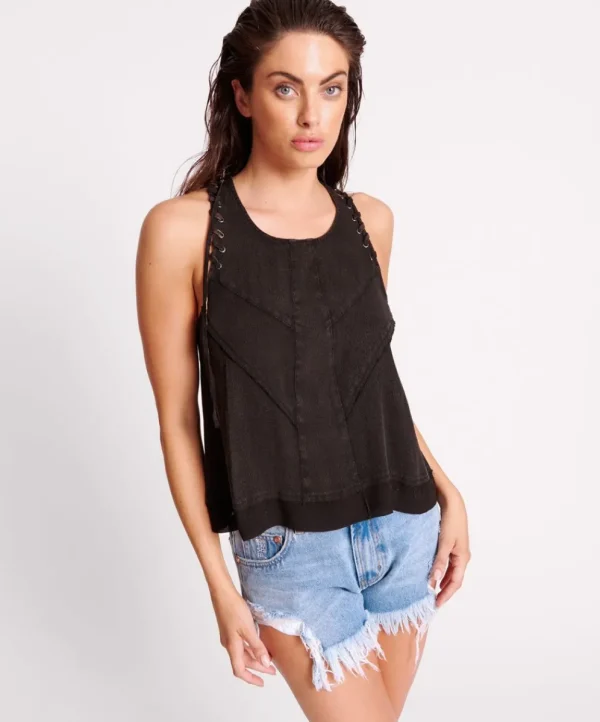 ONE TEASPOON Black Acid Lace Charleston Top | Women Tops