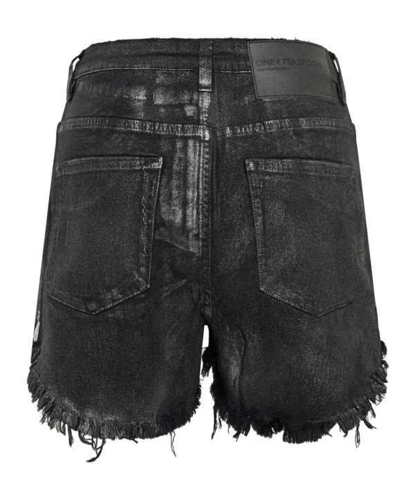 ONE TEASPOON Black Foil Bonitas High Waist Denim Shorts | Women Denim Shorts