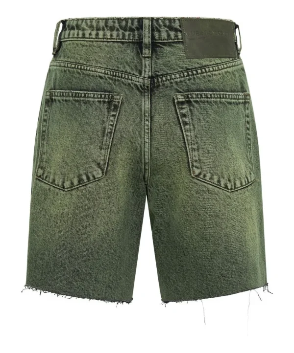 ONE TEASPOON Black Khaki Jackson Mid Waist Wide Leg Shorts | Women Denim Shorts