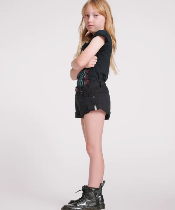 ONE TEASPOON Black Kids Bandit Shorts | Kids Clothing