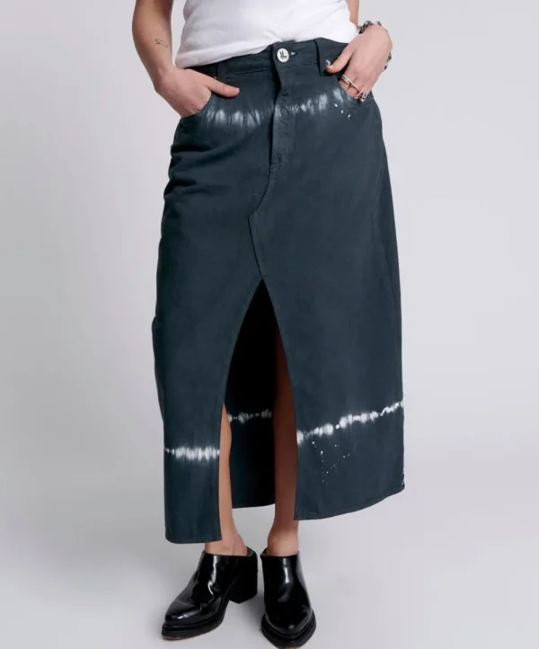 ONE TEASPOON Black Magic Rocko Long Length Denim Skirt | Women Denim Skirts