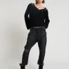 ONE TEASPOON Black Oak Kingpins Cropped Boyfriend Jeans | Women Denim Jeans