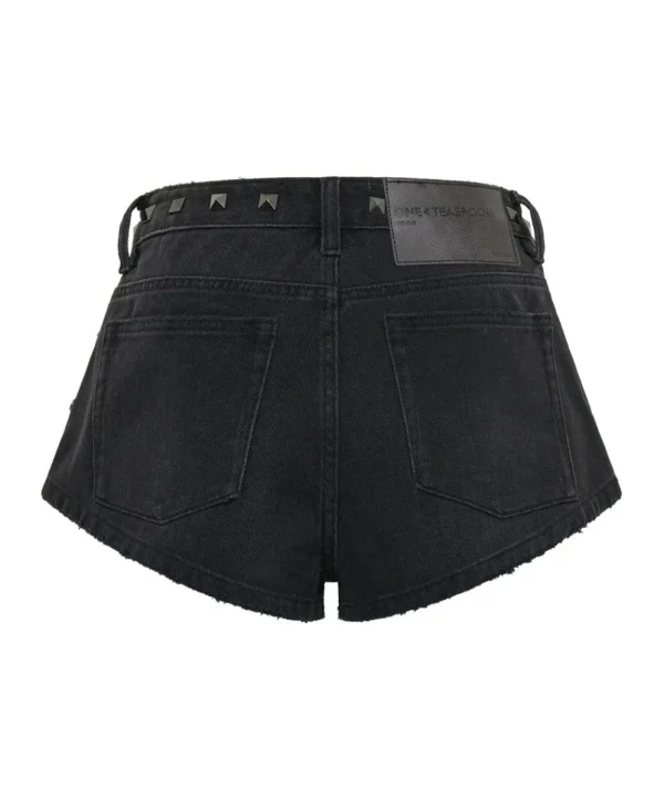 ONE TEASPOON Black Oak Studded The One Denim Shorts | Women Denim Shorts