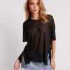 ONE TEASPOON Black Split Seam Tee | Women Tops