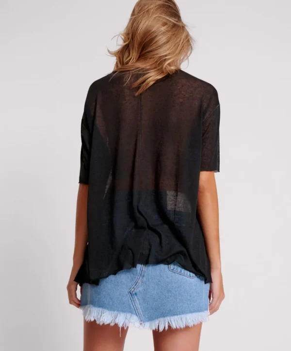 ONE TEASPOON Black Split Seam Tee | Women Tops