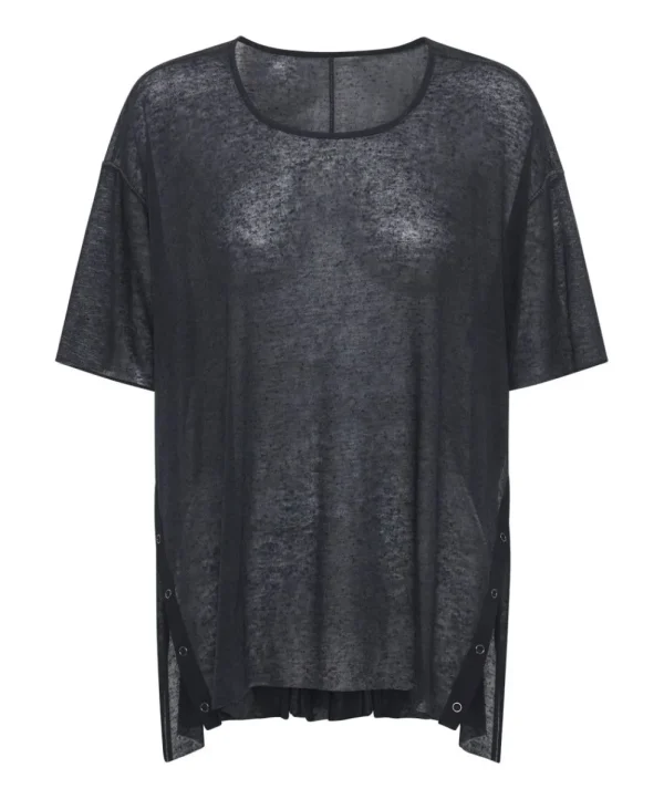 ONE TEASPOON Black Split Seam Tee | Women Tops