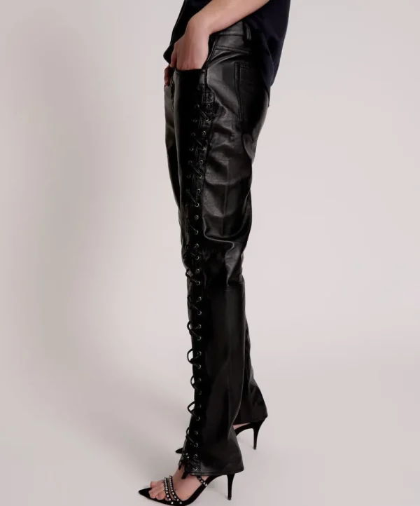 ONE TEASPOON Blacklight Leather Lace Up Pants | Women Bottoms