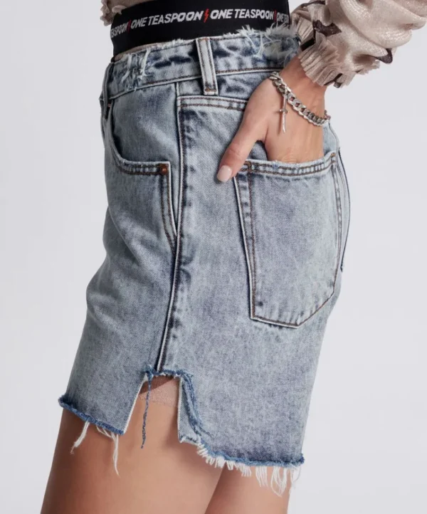 ONE TEASPOON Blue Blossom Legend High Waist Mom Shorts | Women Denim Shorts