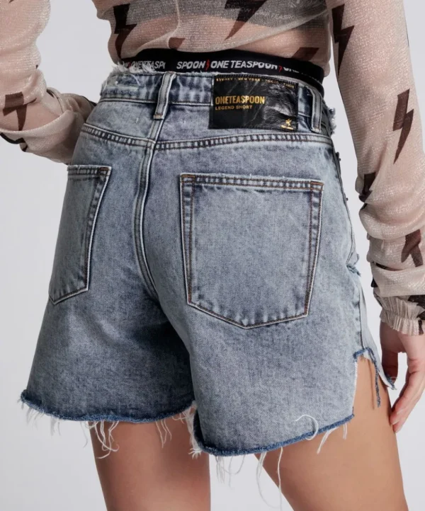 ONE TEASPOON Blue Blossom Legend High Waist Mom Shorts | Women Denim Shorts