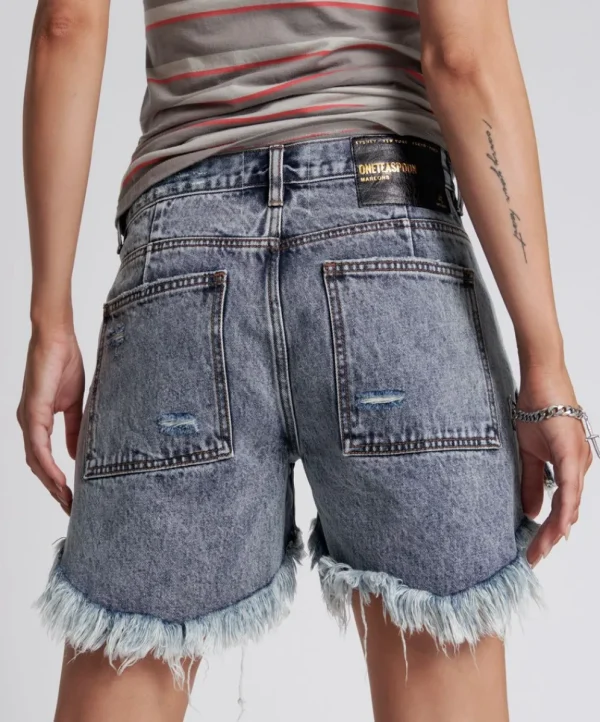 ONE TEASPOON Blue Blossom Marlon Low Waist Boyfriend Shorts | Women Denim Shorts