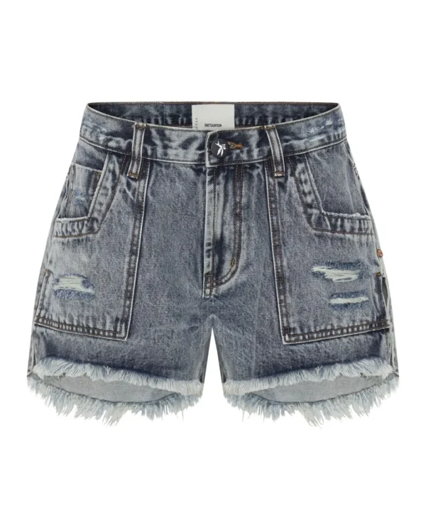 ONE TEASPOON Blue Blossom Marlon Low Waist Boyfriend Shorts | Women Denim Shorts