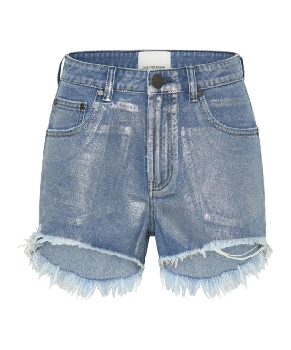 ONE TEASPOON Blue Future Bonitas High Waist Denim Shorts | Women Denim Shorts