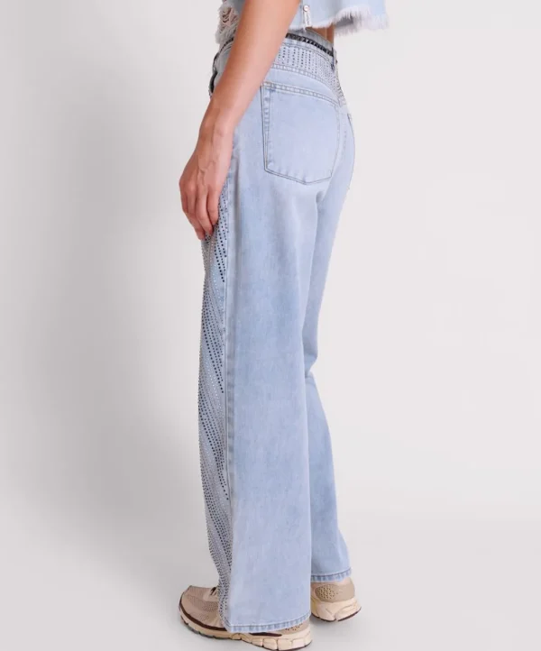 ONE TEASPOON Blue Galaxy Jackson Mid Waist Wide Leg Jeans | Women Denim Jeans