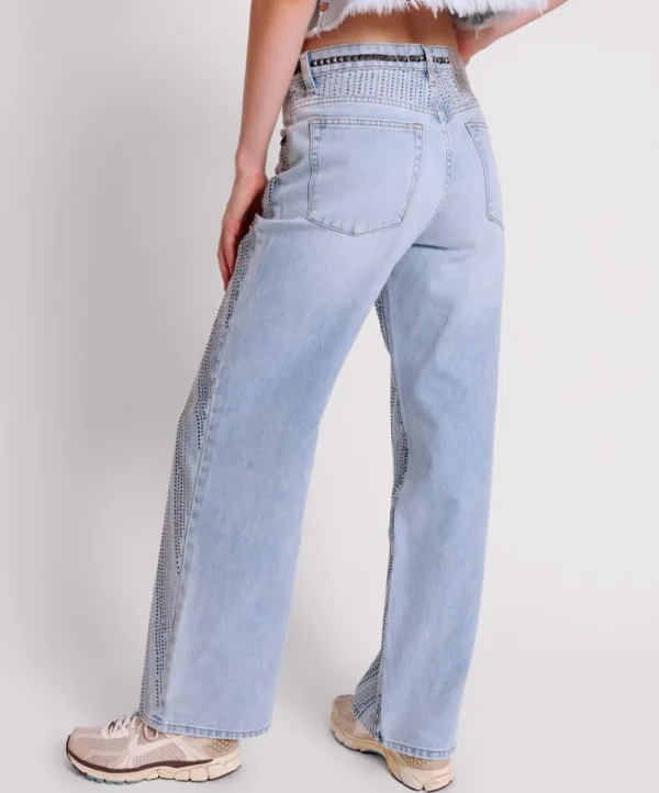 ONE TEASPOON Blue Galaxy Jackson Mid Waist Wide Leg Jeans | Women Denim Jeans