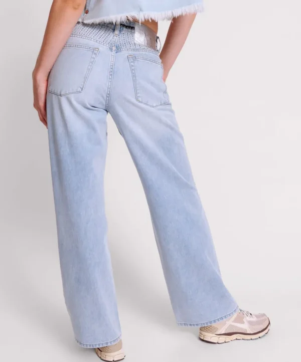 ONE TEASPOON Blue Galaxy Jackson Mid Waist Wide Leg Jeans | Women Denim Jeans