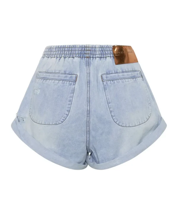 ONE TEASPOON Blue Latte Hunters Mid Length Relaxed Shorts | Women Denim Shorts