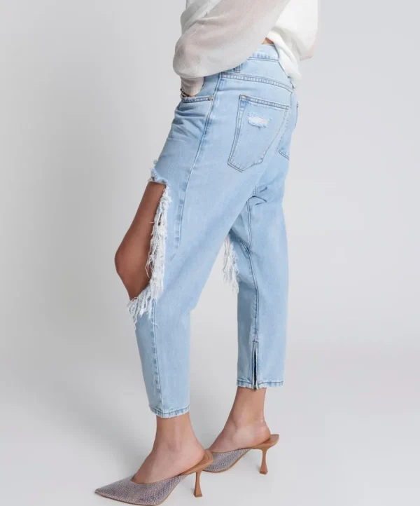 ONE TEASPOON Blue Latte Kingpins Cropped Boyfriend Jeans | Women Denim Jeans