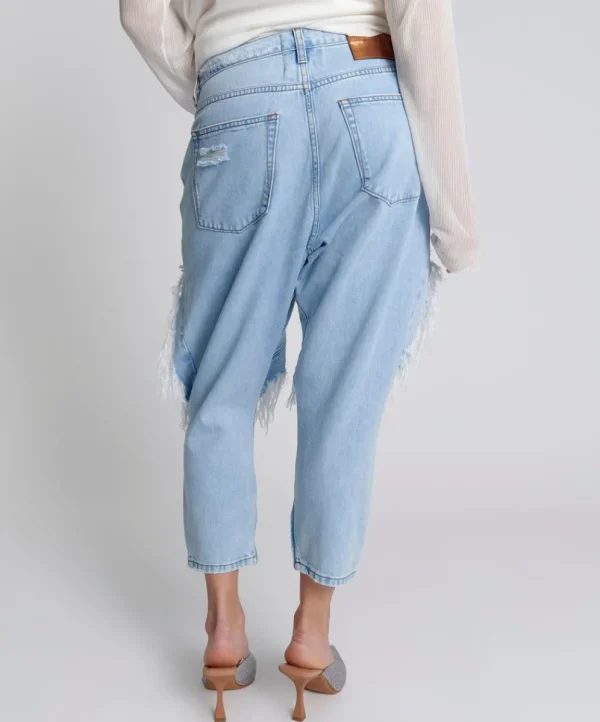 ONE TEASPOON Blue Latte Kingpins Cropped Boyfriend Jeans | Women Denim Jeans