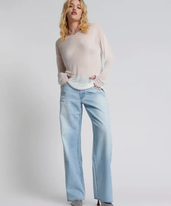 ONE TEASPOON Blue Latte Lowrider Wide Leg Jeans | Women Denim Jeans