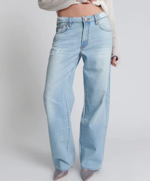 ONE TEASPOON Blue Latte Lowrider Wide Leg Jeans | Women Denim Jeans