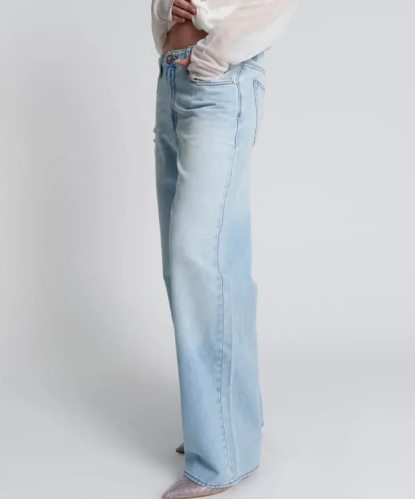 ONE TEASPOON Blue Latte Lowrider Wide Leg Jeans | Women Denim Jeans