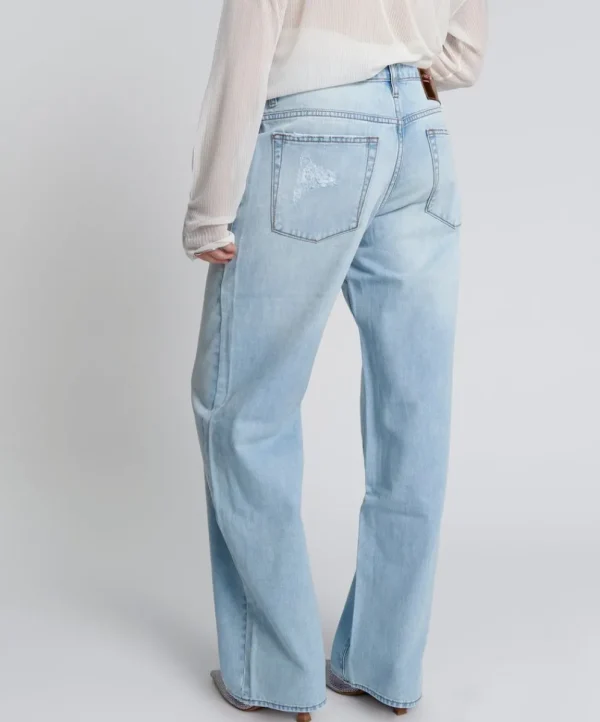 ONE TEASPOON Blue Latte Lowrider Wide Leg Jeans | Women Denim Jeans