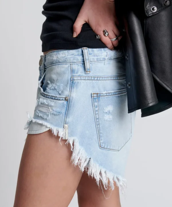 ONE TEASPOON Blue Latte Rollers Denim Shorts | Women Denim Shorts