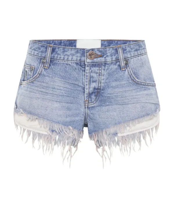 ONE TEASPOON Blue Lilac Dukes Low Waist Denim Shorts | Women Denim Shorts