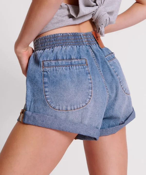 ONE TEASPOON Blue Lilac Hunters Mid Length Relaxed Shorts | Women Denim Shorts