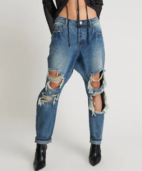 ONE TEASPOON Blue Love Saints Boyfriend Jeans | Women Denim Jeans